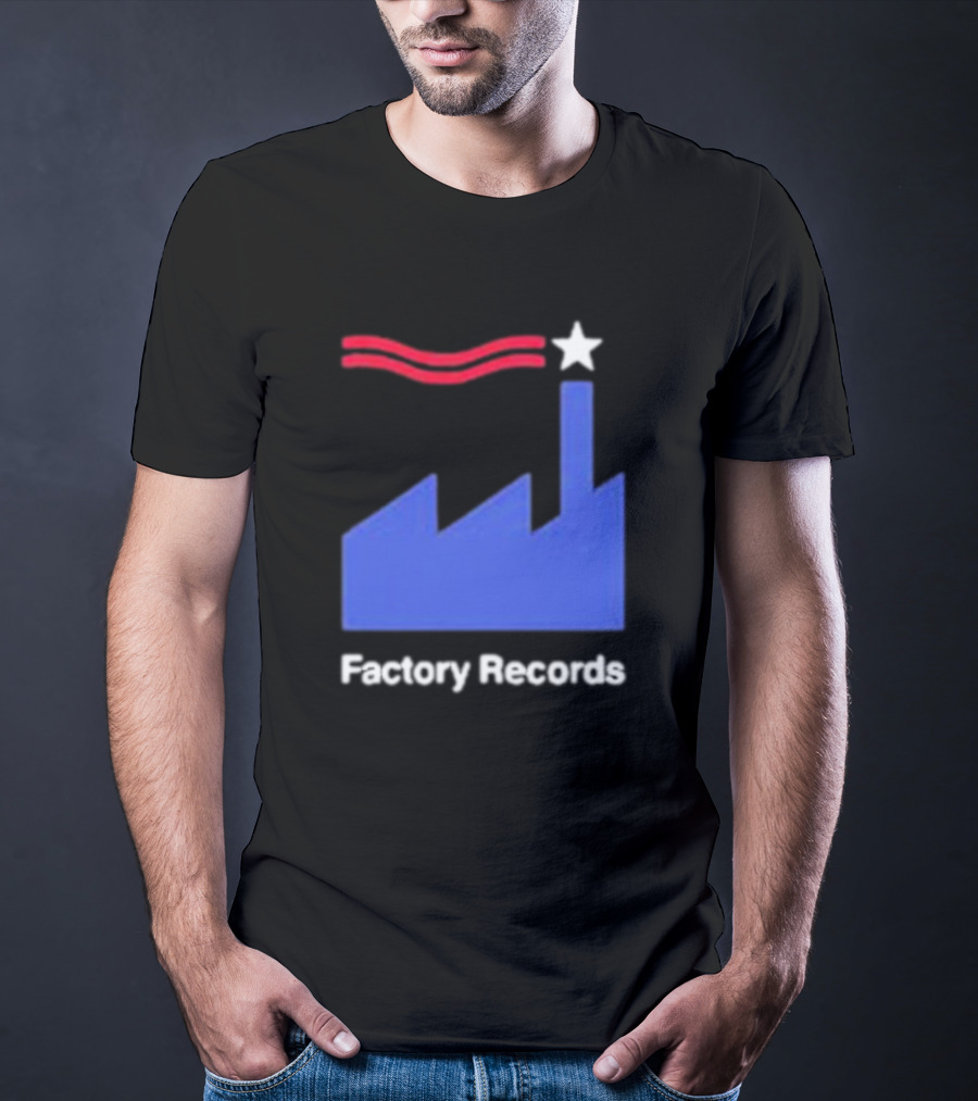 Factory Records Iconic Logo With Star And Stripes Factory T-Shirt