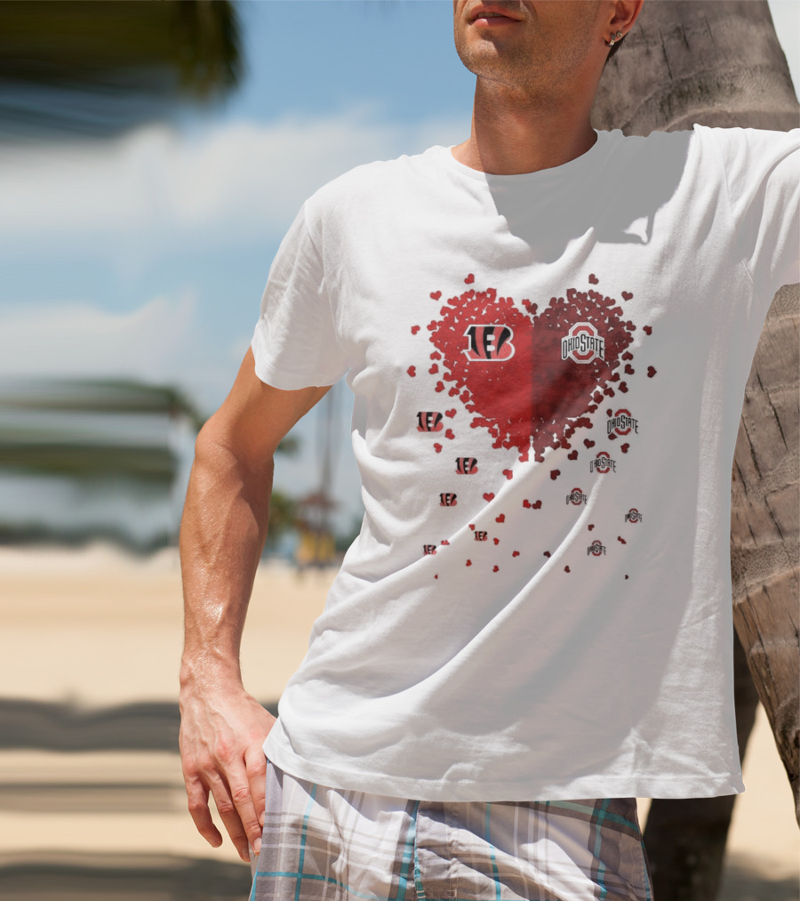 Cincinnati Bengals Ohio State Buckeye Heart Shape T-Shirt