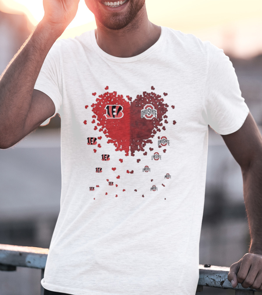 Cincinnati Bengals Ohio State Buckeye Heart Shape T-Shirt
