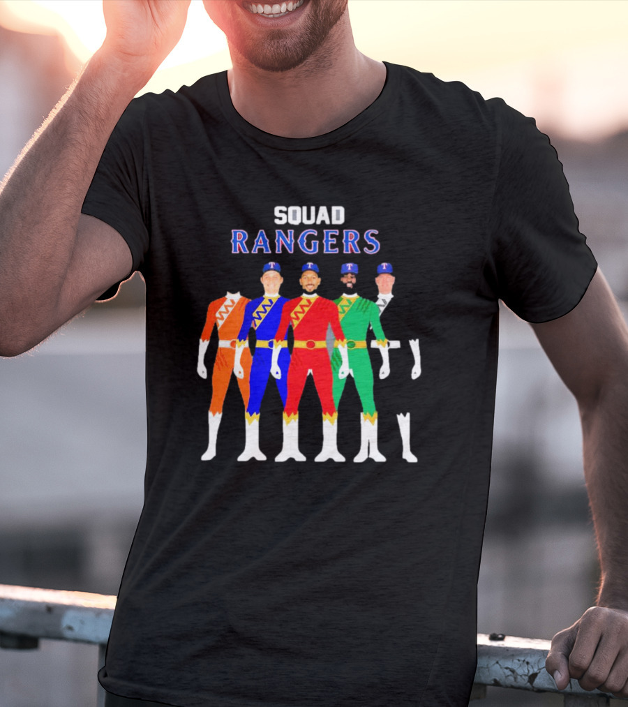 Squad Rangers Power Rangers Texas Rangers Baseball Crossover T-Shirt