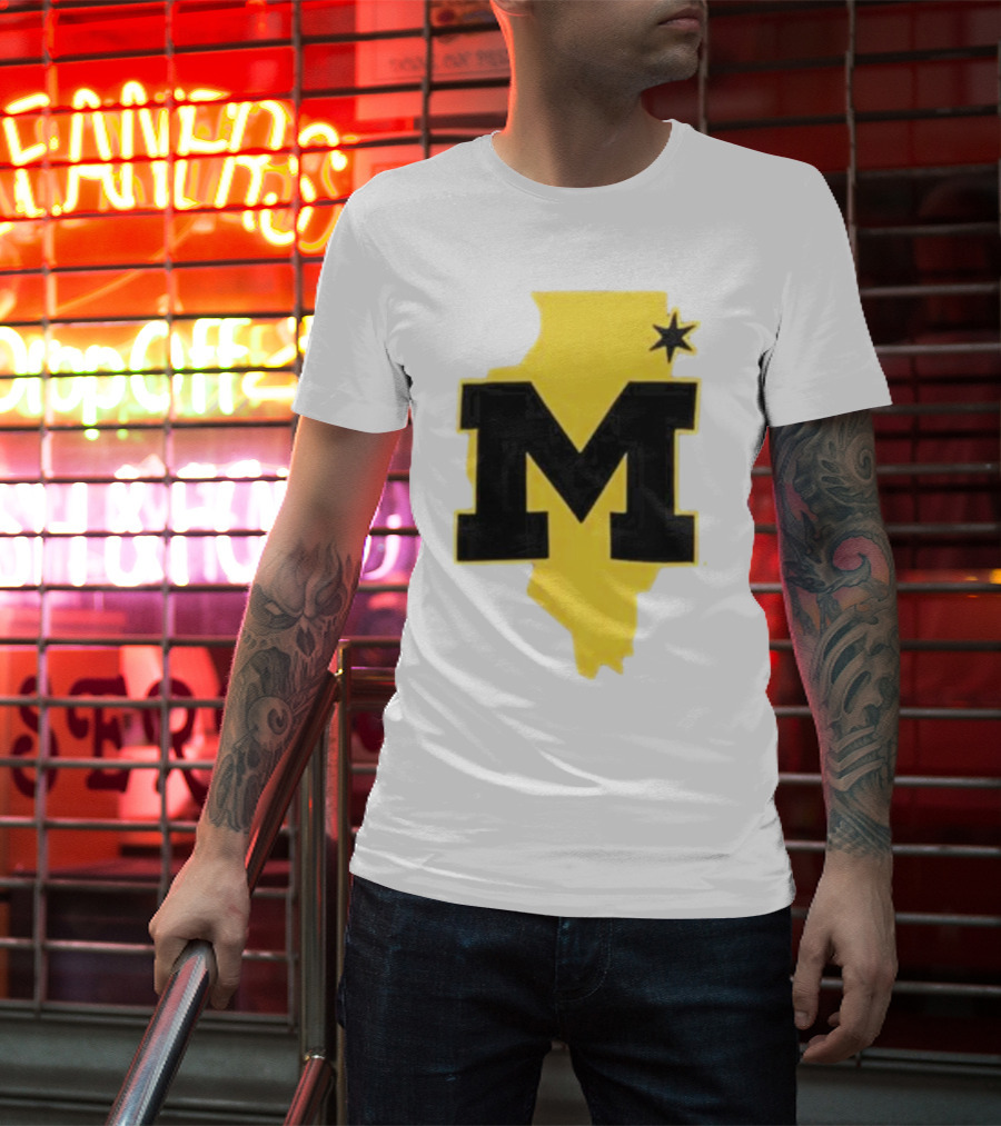 University Of Michigan M Den Pop-Up Chicago Map T-Shirt