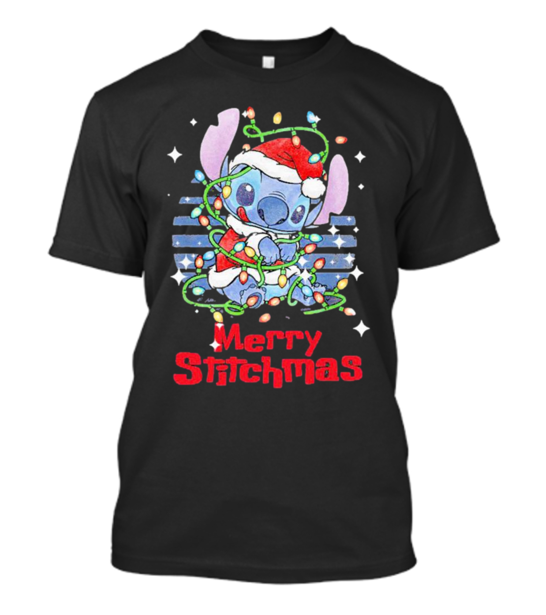 Merry Stitchmas Stitch Santa Claus Holiday Lights T-Shirt