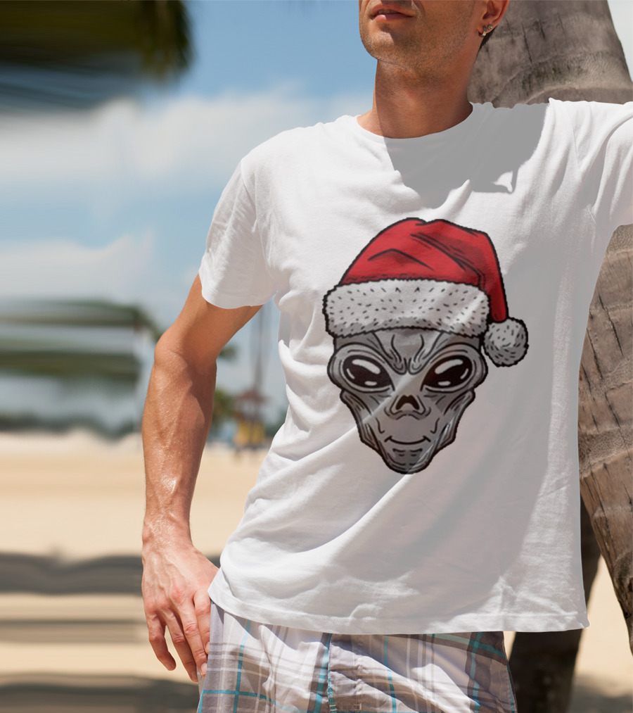 Santa Hat Alien Xmas T-Shirt
