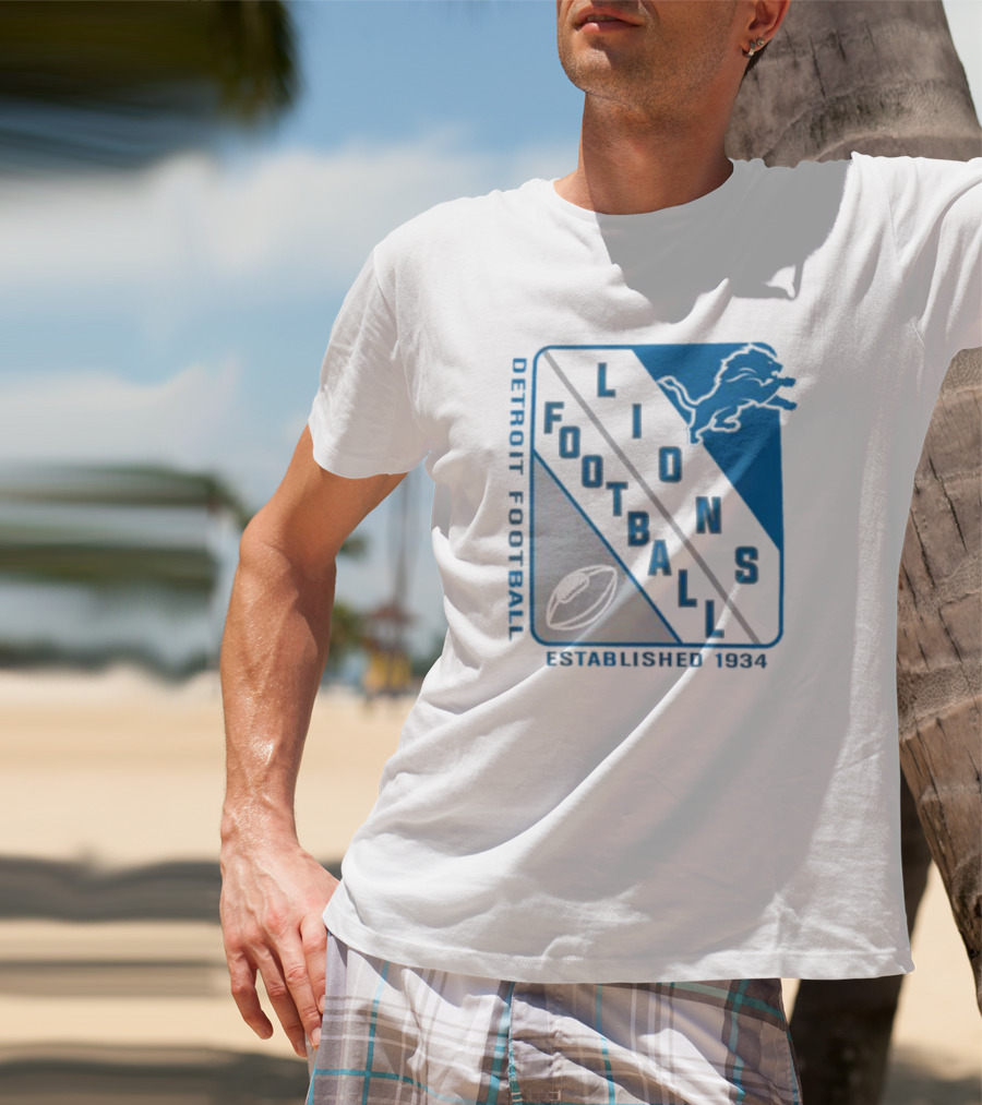 Detroit Lions Football Shield Established 1934 Iconic T-Shirt