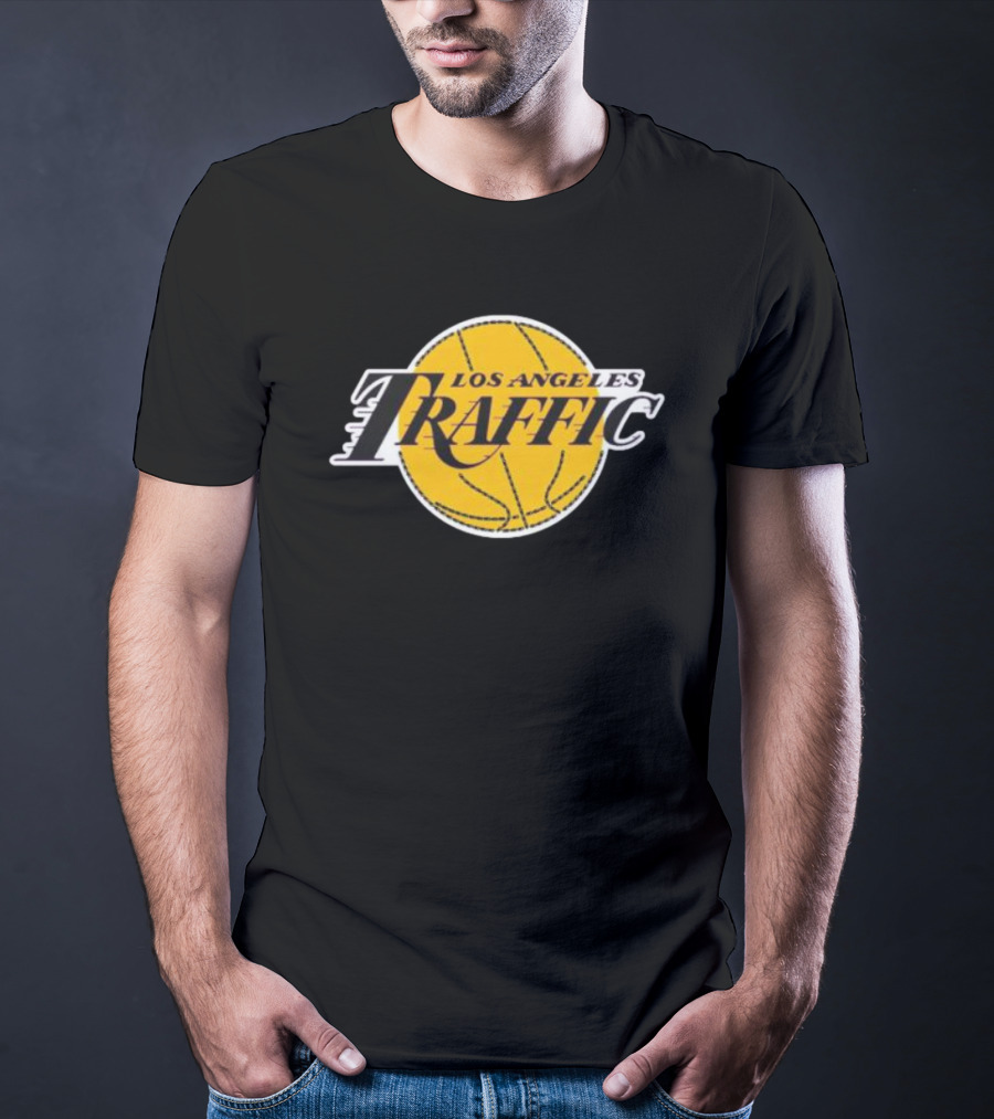 Los Angeles Traffic Basketball Yellow Circle T-Shirt
