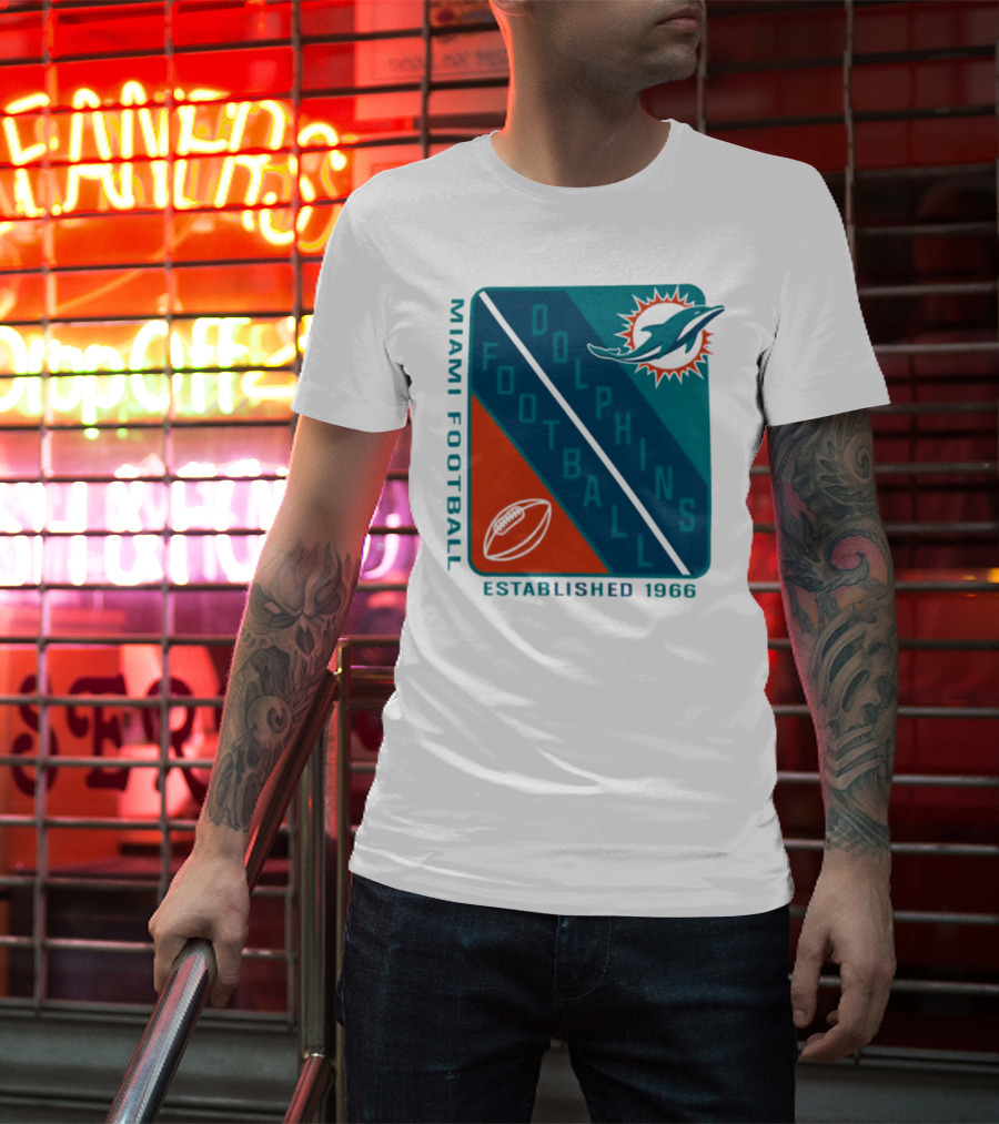 Miami Dolphins Football Established 1966 Logo Shield T-Shirt