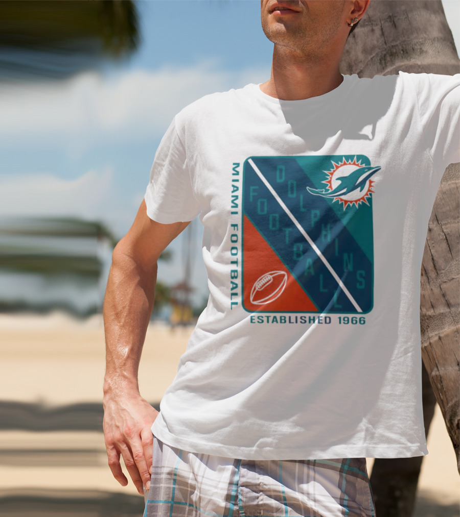 Miami Dolphins Football Established 1966 Logo Shield T-Shirt