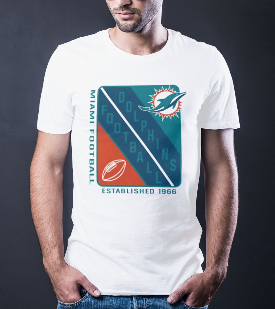 Miami Dolphins Football Established 1966 Logo Shield T-Shirt