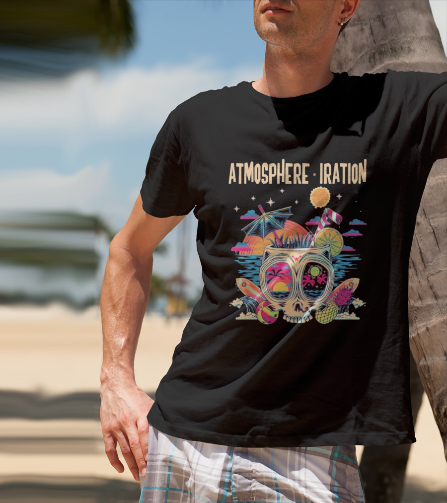 Atmosphere Iration Tropical Skull Beach Paradise T-Shirt