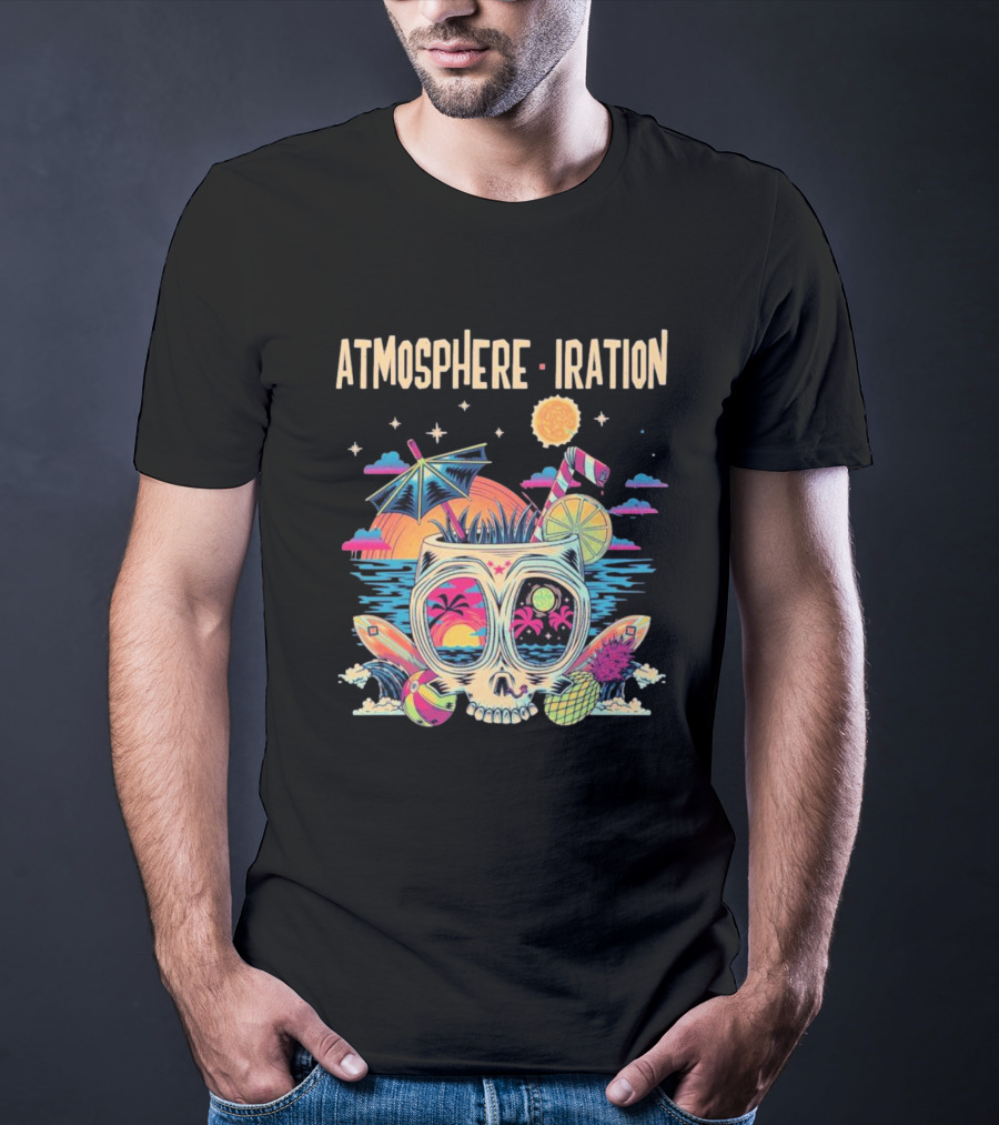 Atmosphere Iration Tropical Skull Beach Paradise T-Shirt