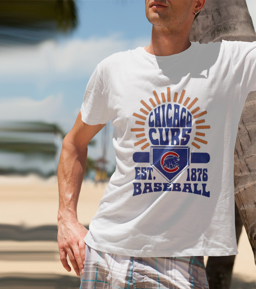 Chicago Cubs Youth Est. 1876 Baseball Sun Burst T-Shirt