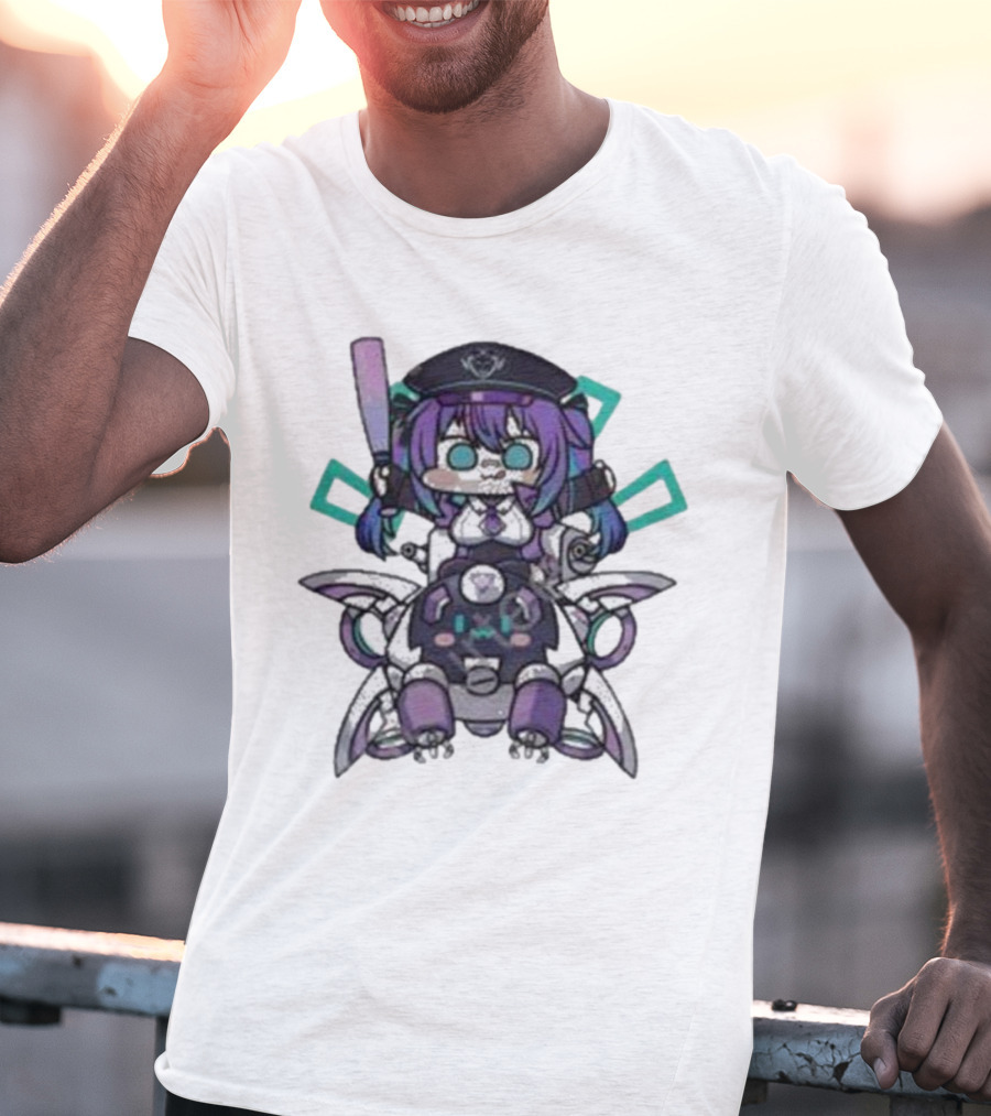 Lewd Cadet Chibi Friendship Purple Robot Companion T-Shirt