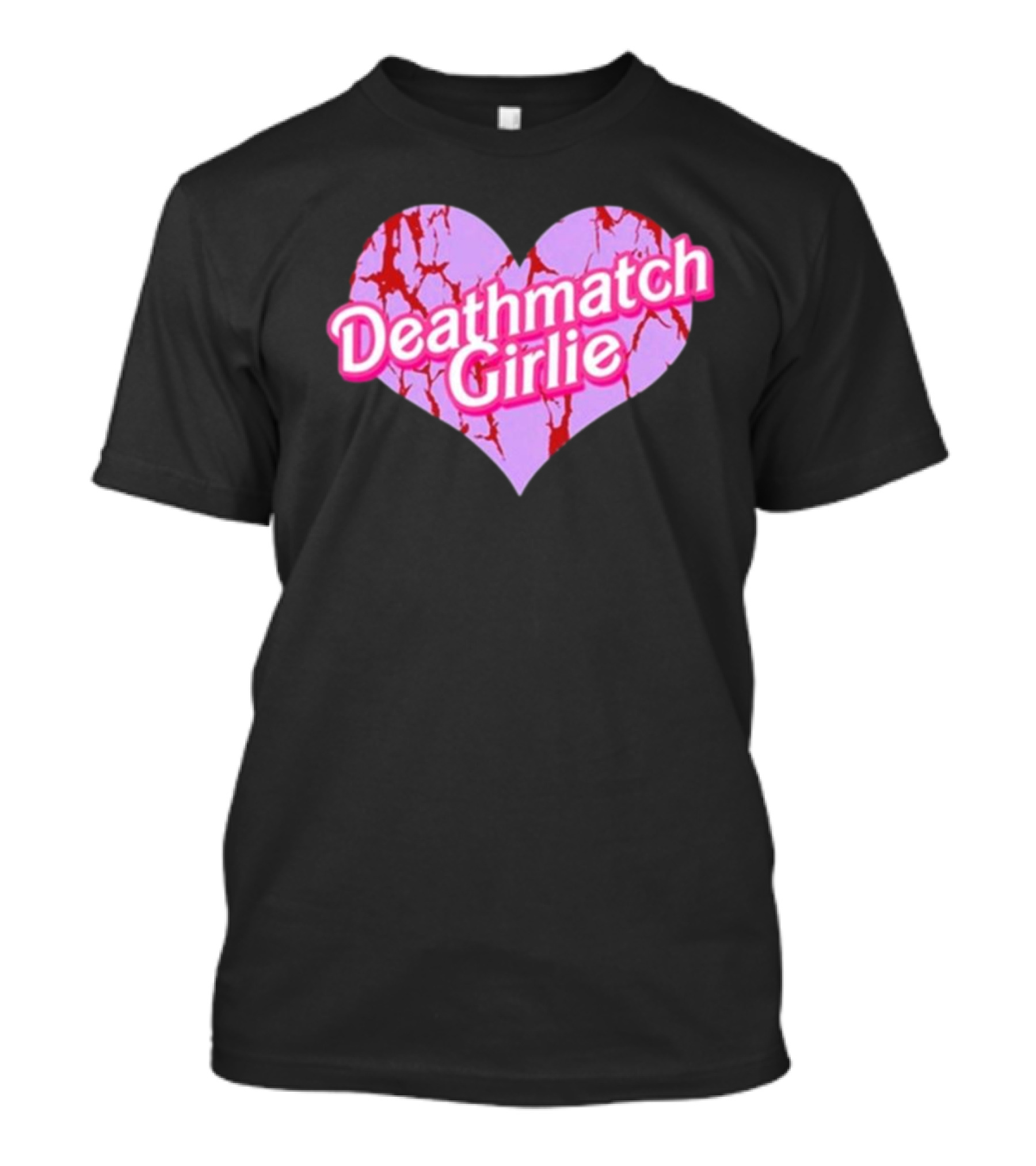 Deathmatch Girlie Heart With Pink And Red Crack T-Shirt