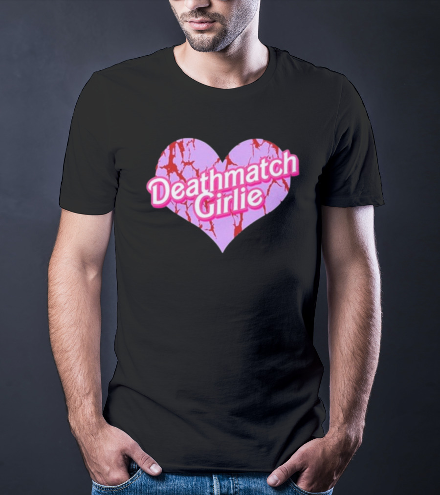 Deathmatch Girlie Heart With Pink And Red Crack T-Shirt