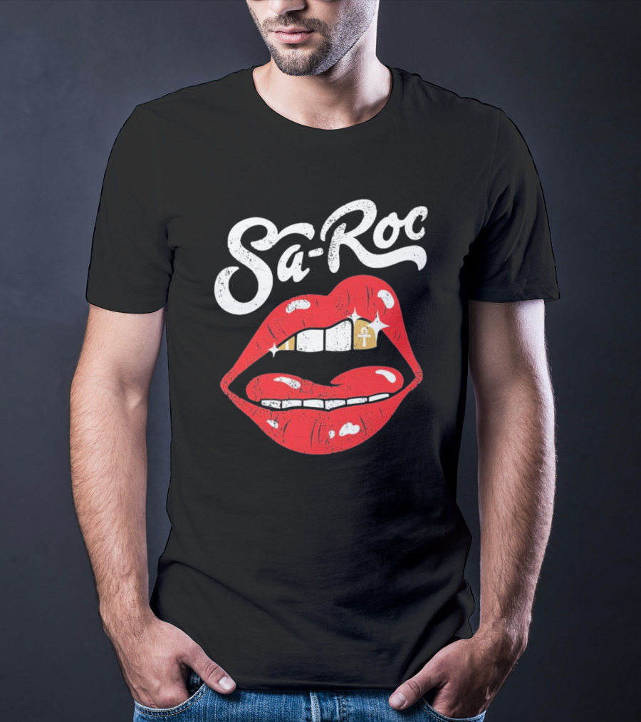 Sa-Roc Red Lips With Ankh Tooth T-Shirt