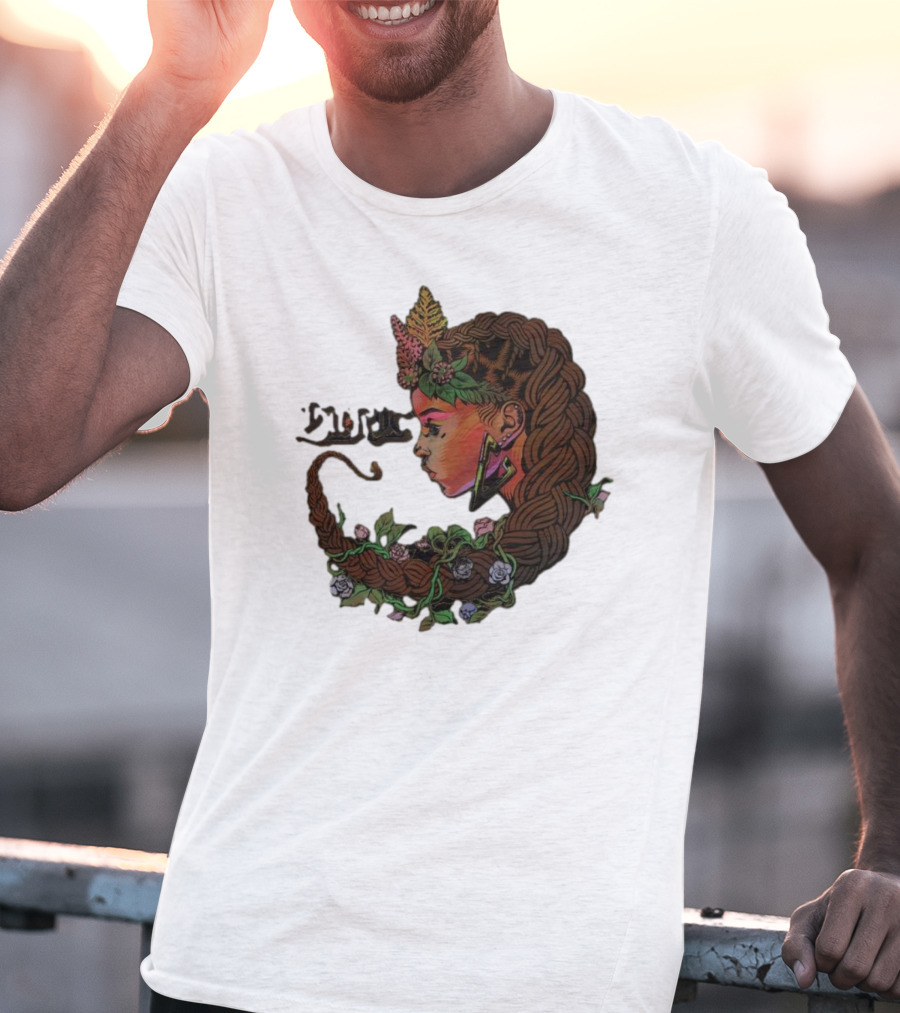 Sa-roc Wild Seeds Braided Hair Floral T-Shirt