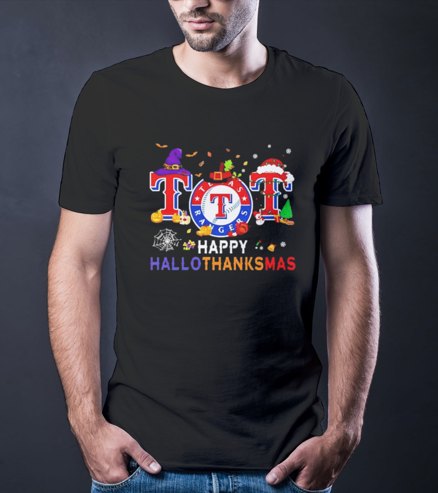 Texas Rangers Happy HalloThanksMas Holiday T-Shirt