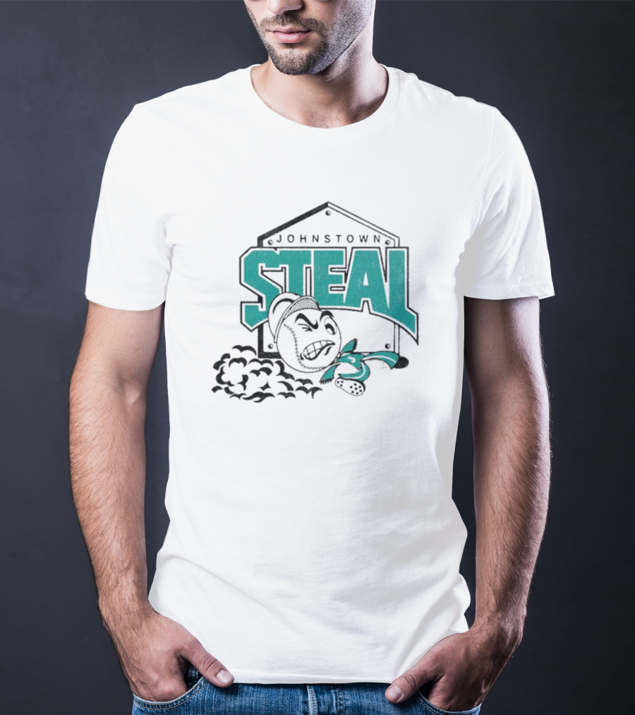 Johnstown Steal Baseball Running Baseball Character T-Shirt