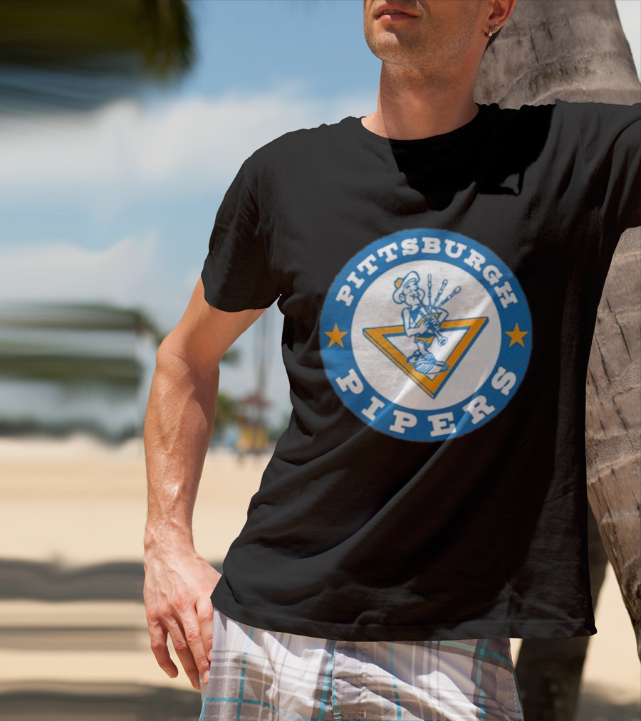 Pittsburgh Pipers Basketball Team Classic Logo With Bagpiper And Star Emblems T-Shirt