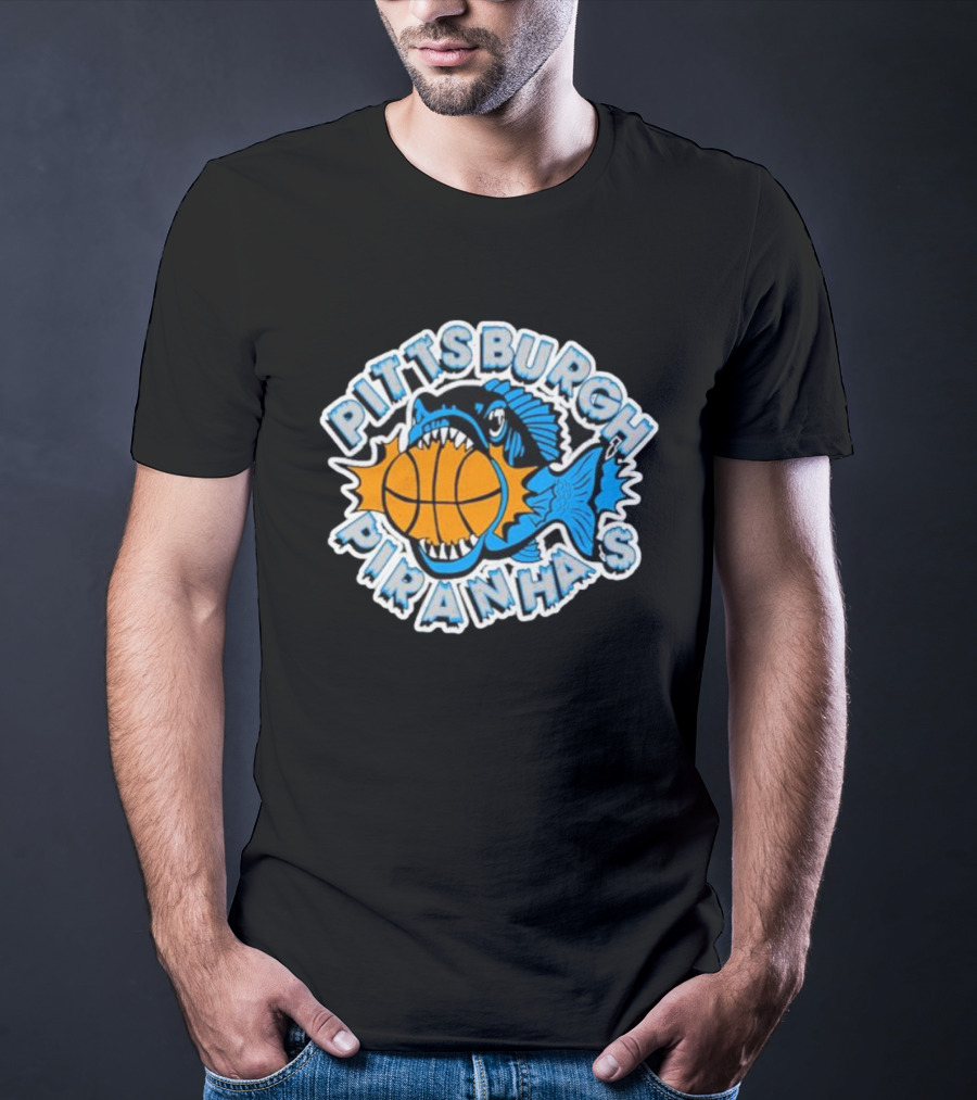 Pittsburgh Piranhas Basketball Team Logo Fish With Ball T-Shirt