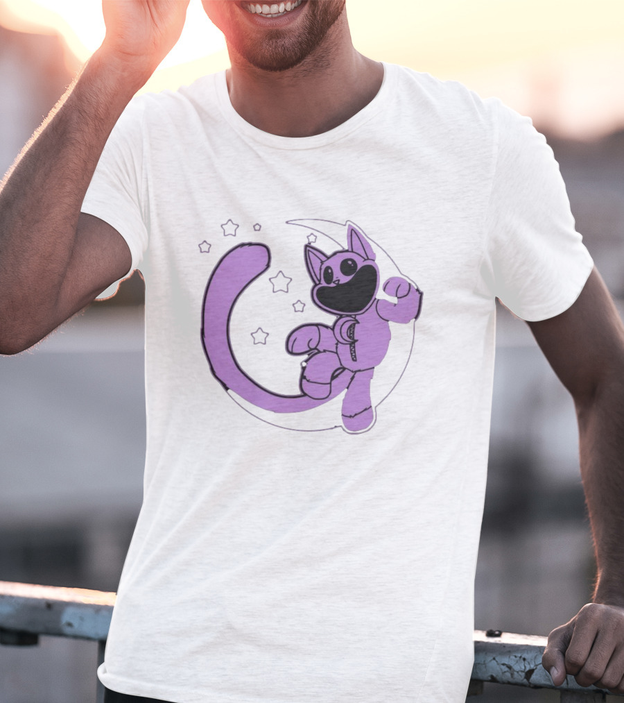 Poppyplaytime Catnap Moon Cute Starry Cartoon T-Shirt