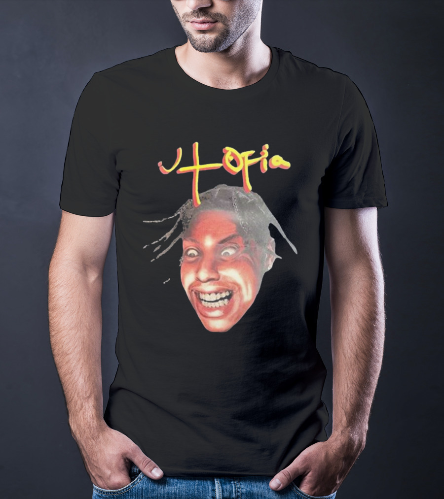 Travis Scott Utopia Grinning Face And Title T-Shirt