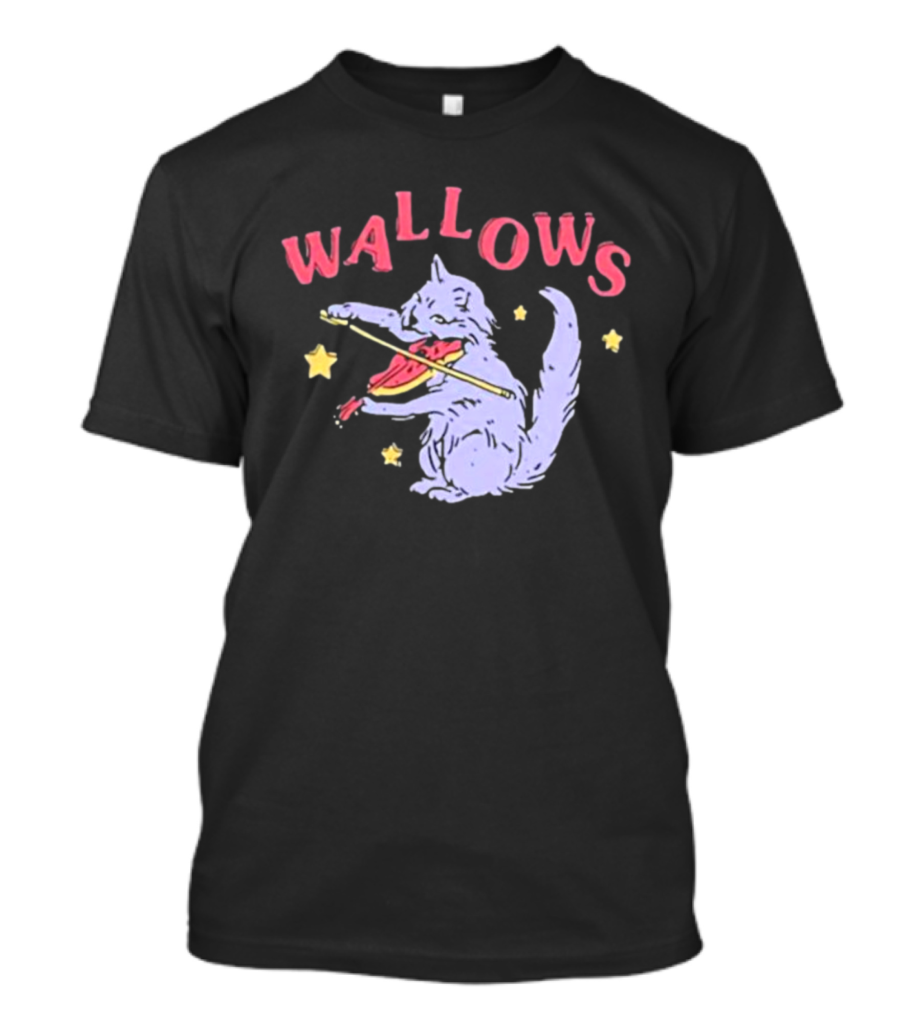Wallows Cat Playing Fiddle Surrounded By Stars T-Shirt