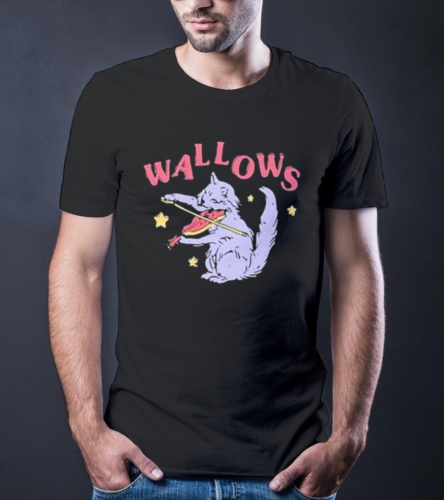 Wallows Cat Playing Fiddle Surrounded By Stars T-Shirt