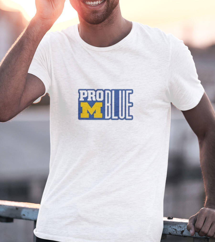 Pro Blue Michigan Wolverines Coach Jim Harbaugh T-Shirt