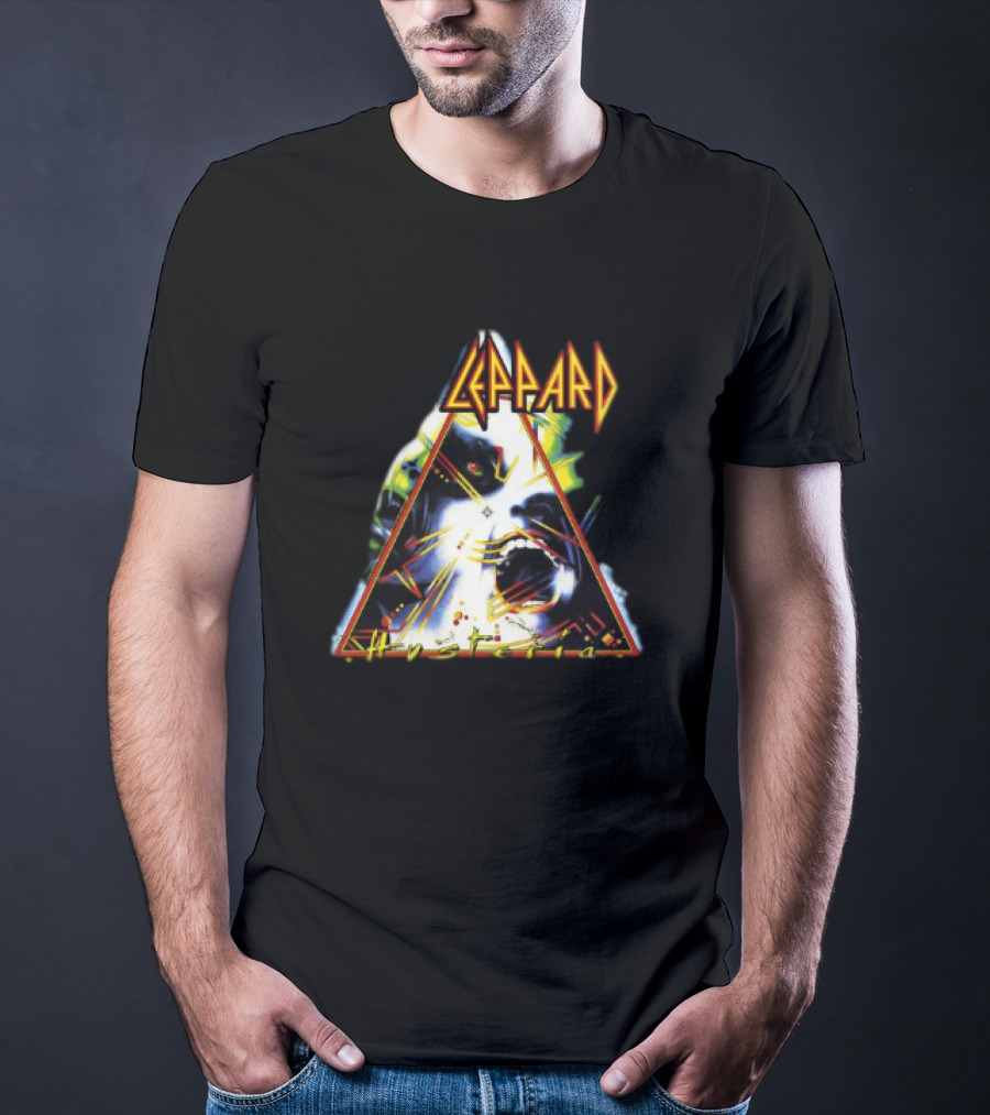 Def Leppard Hysteria Triangle Logo Rock Music Band T-Shirt