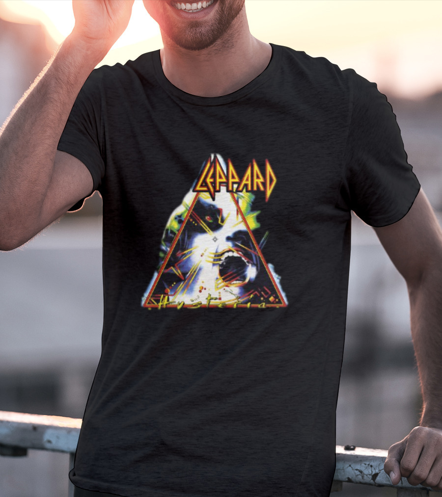 Def Leppard Hysteria Triangle Logo Rock Music Band T-Shirt