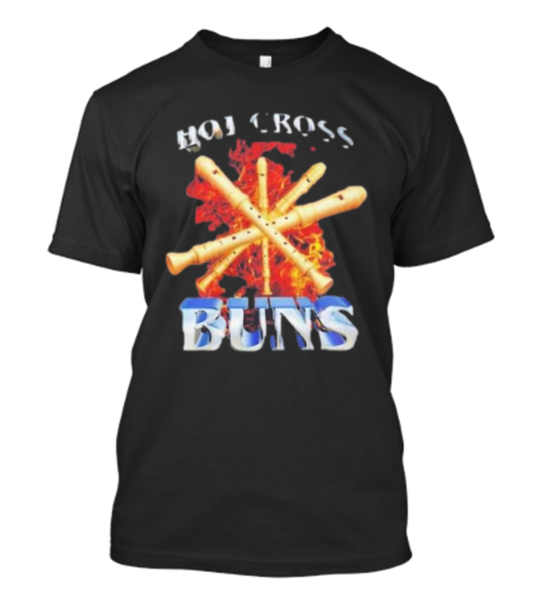 HOT CROSS BUNS Recorders Flame Crossed T-Shirt