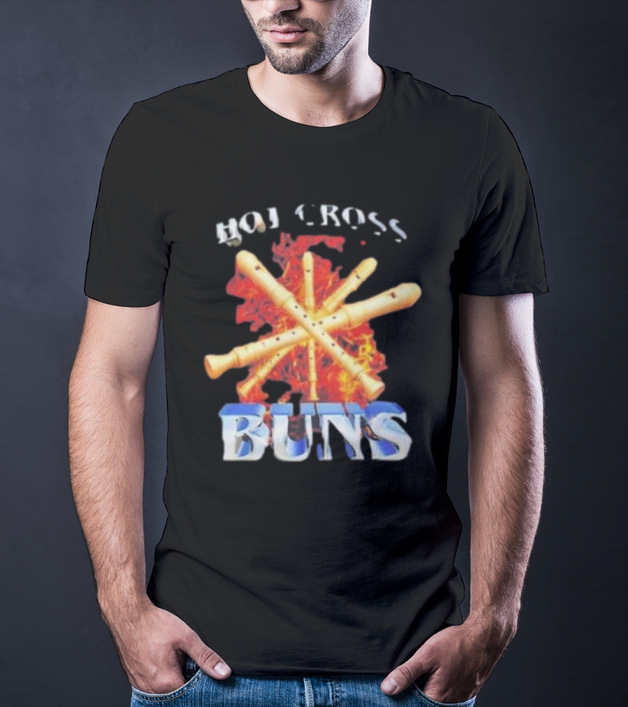 HOT CROSS BUNS Recorders Flame Crossed T-Shirt