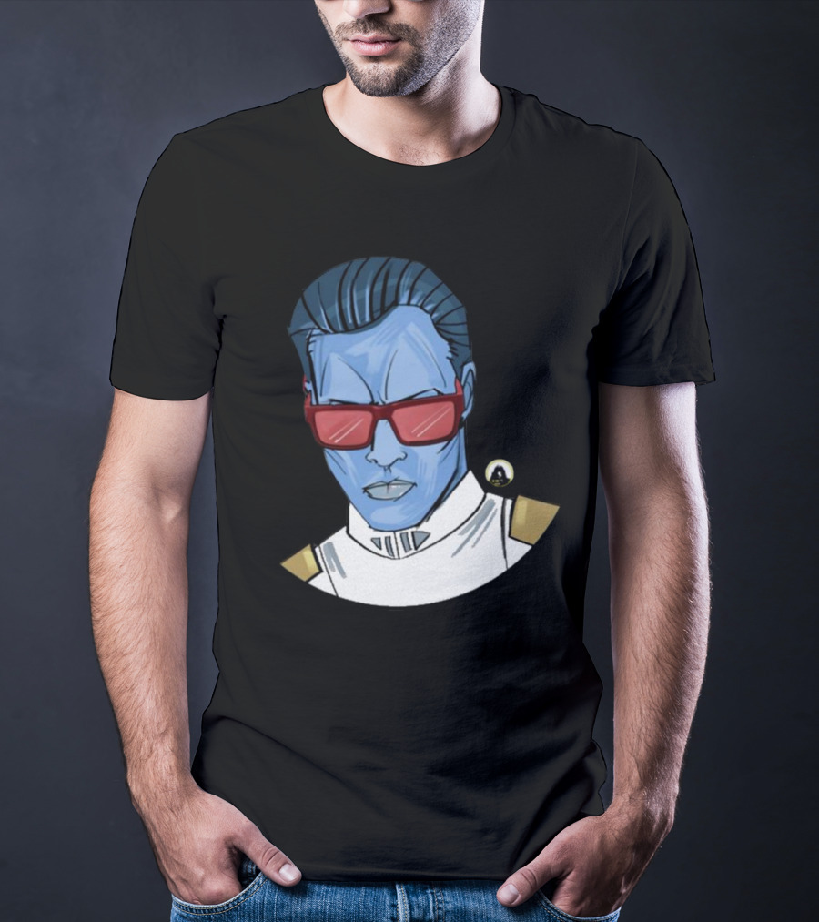 Starwarstheory Admiral Attitude Blue Character With Red Sunglasses T-Shirt