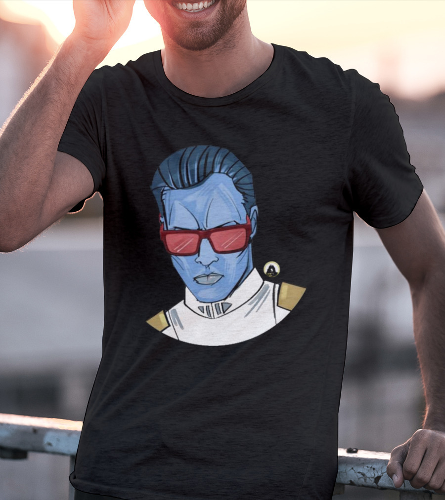 Starwarstheory Admiral Attitude Blue Character With Red Sunglasses T-Shirt