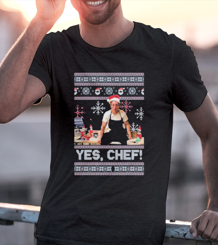 Yes Chef Snowflakes Christmas Elves Santa Hat T-Shirt
