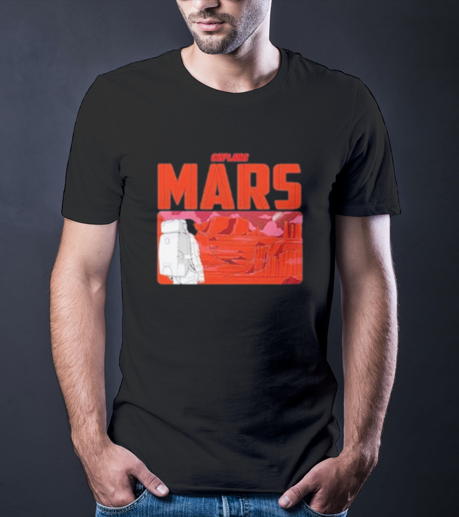 Explore Mars Astronaut Adventure Red Landscape T-Shirt