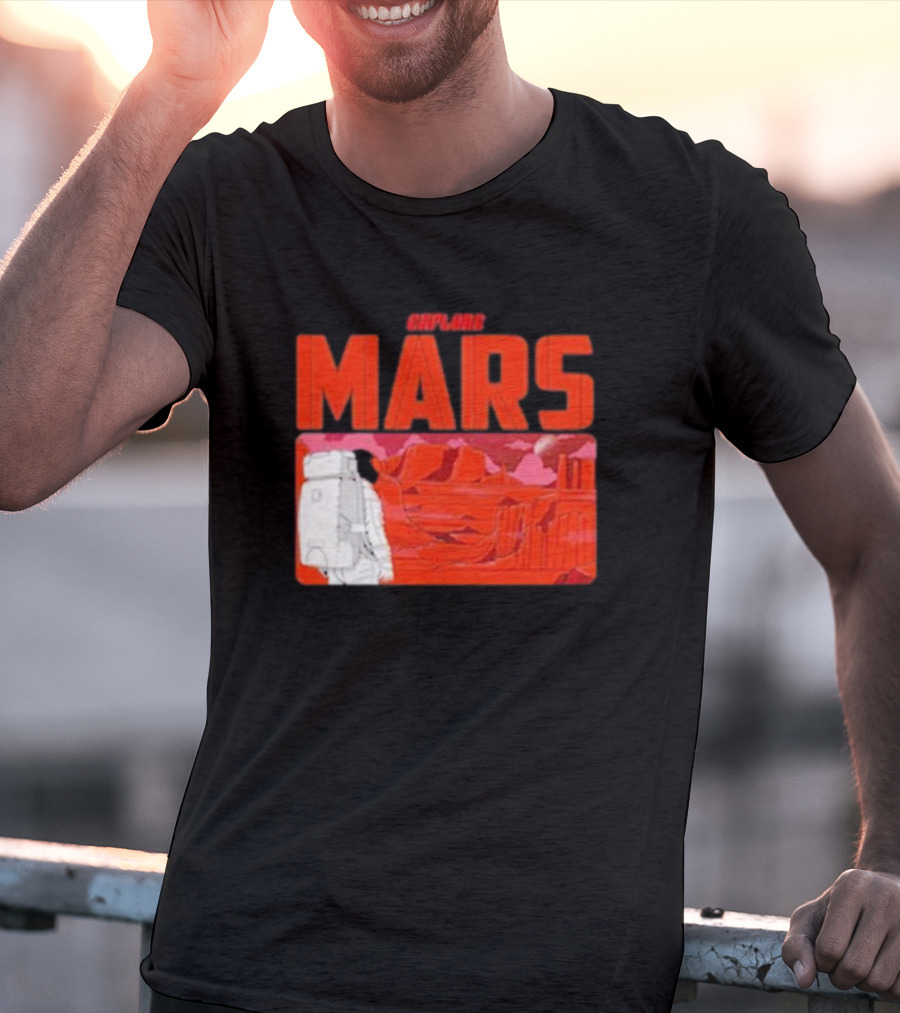 Explore Mars Astronaut Adventure Red Landscape T-Shirt