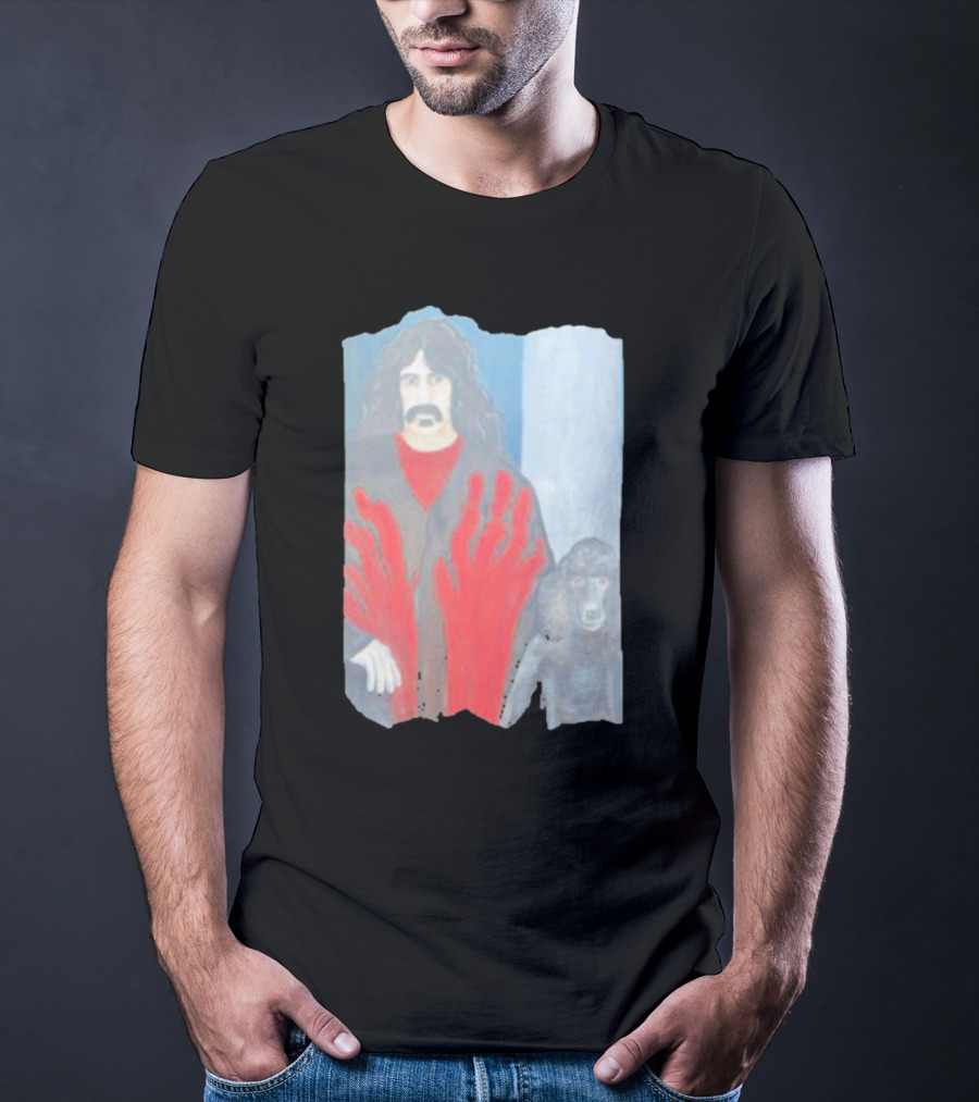 Jackey Neyman Jones Frank Zappa The Master Mashup With Red Hand Prints T-Shirt