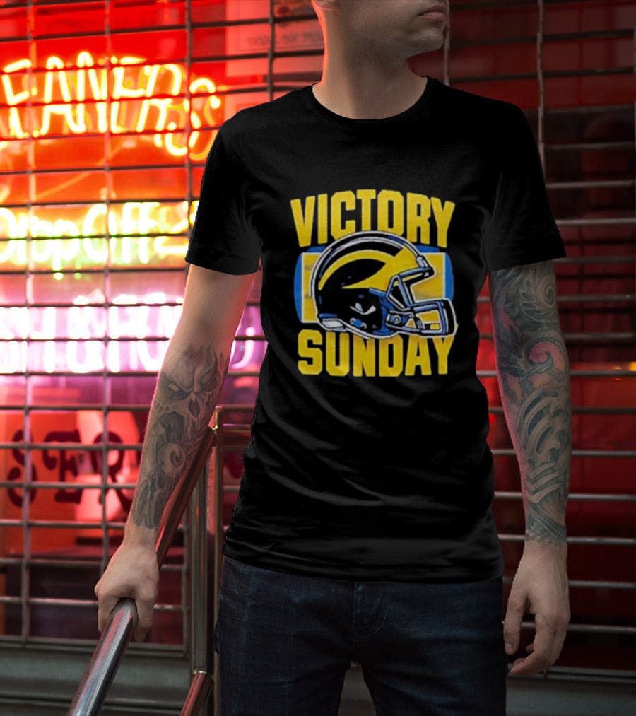 Victory Sunday Michigan Football Helmet T-Shirt