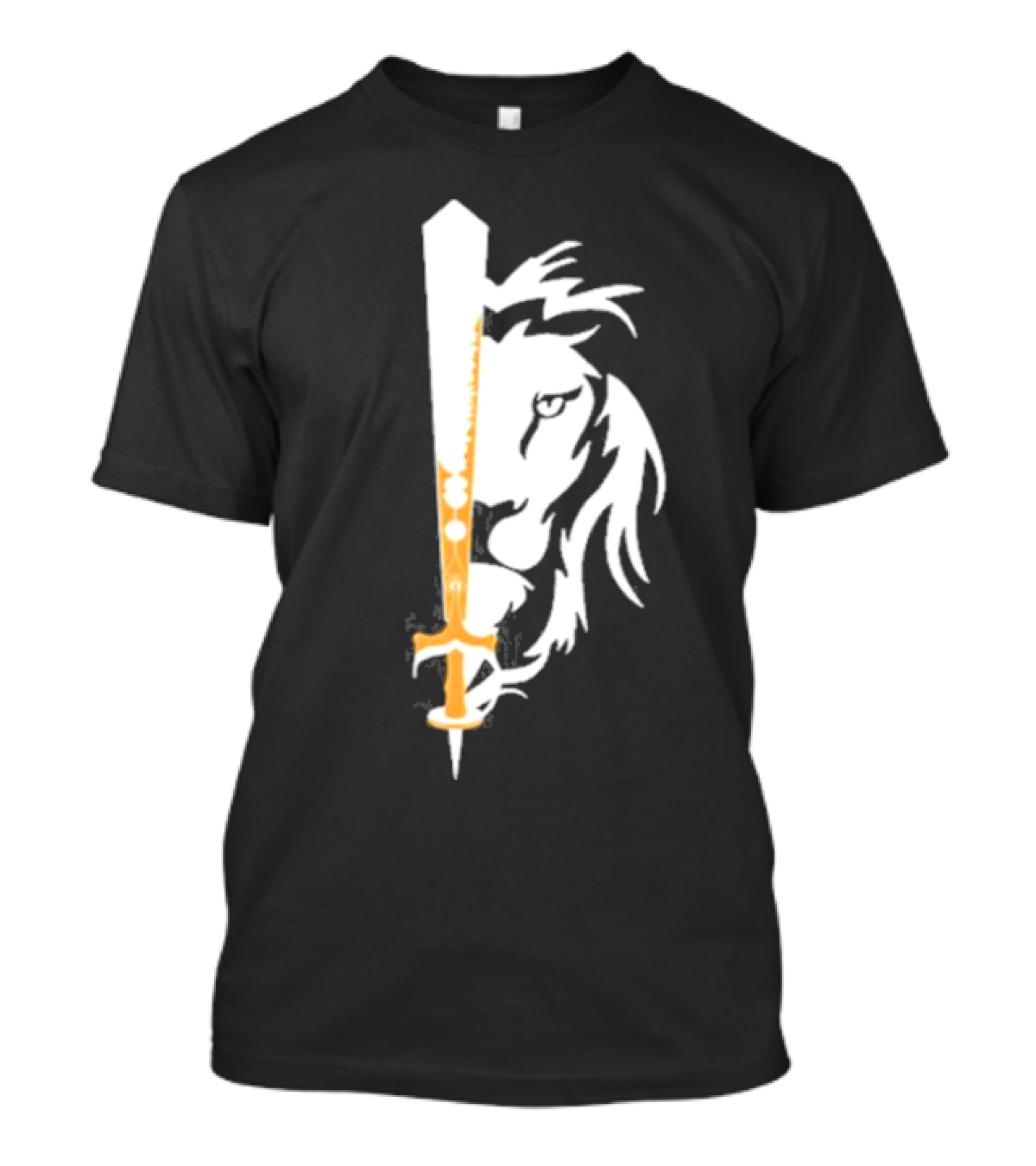 Real Sikh Lion And Sword Blackout Gold T-Shirt