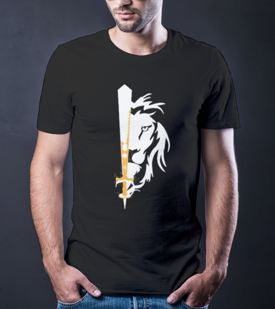 Real Sikh Lion And Sword Blackout Gold T-Shirt