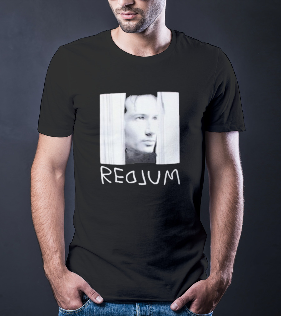 Redrum The Shining Redlum Johnny Face Peeking Through Door T-Shirt