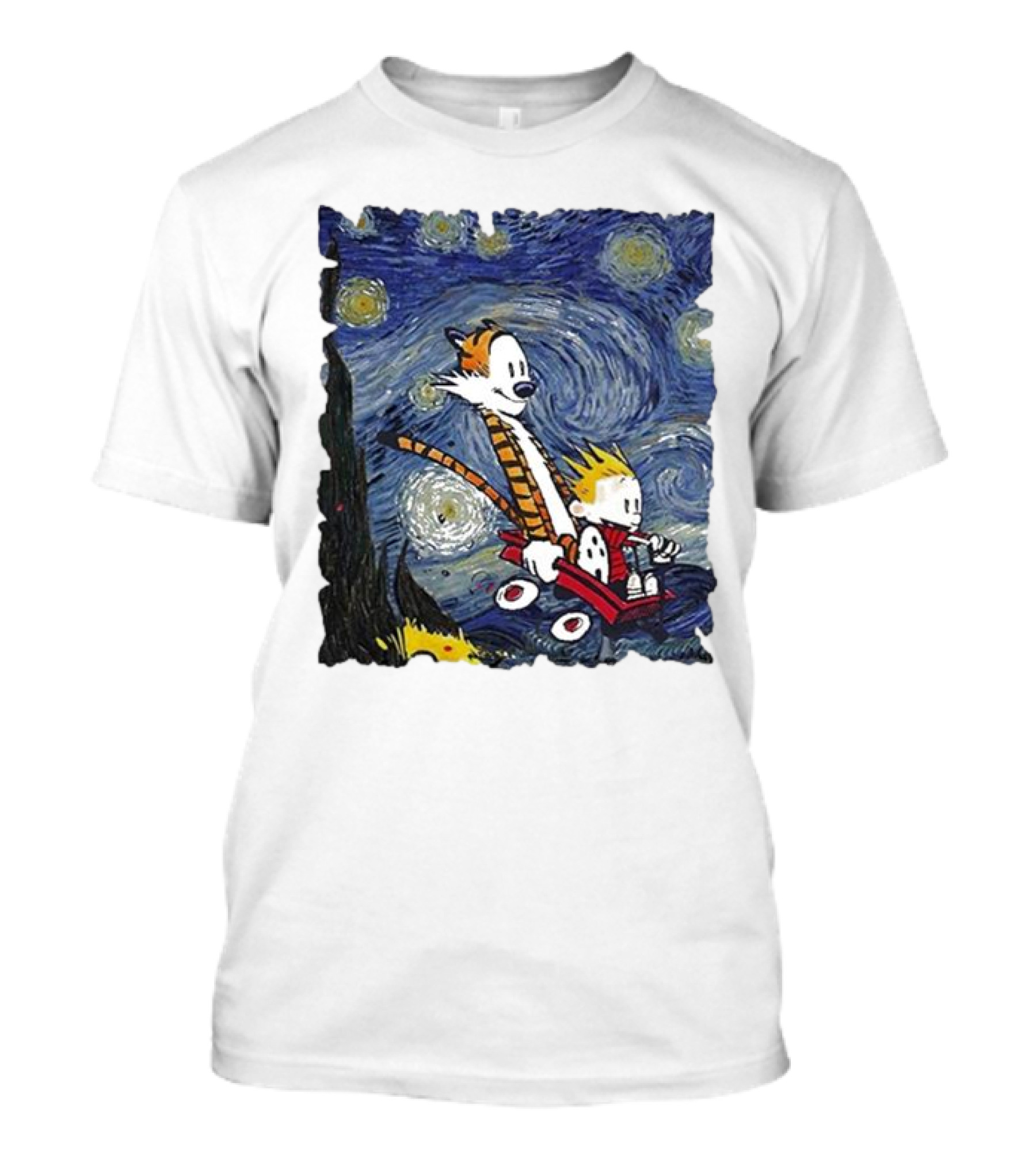 Vincent Van Gogh Starry Night Calvin And Hobbes Wagon T-Shirt