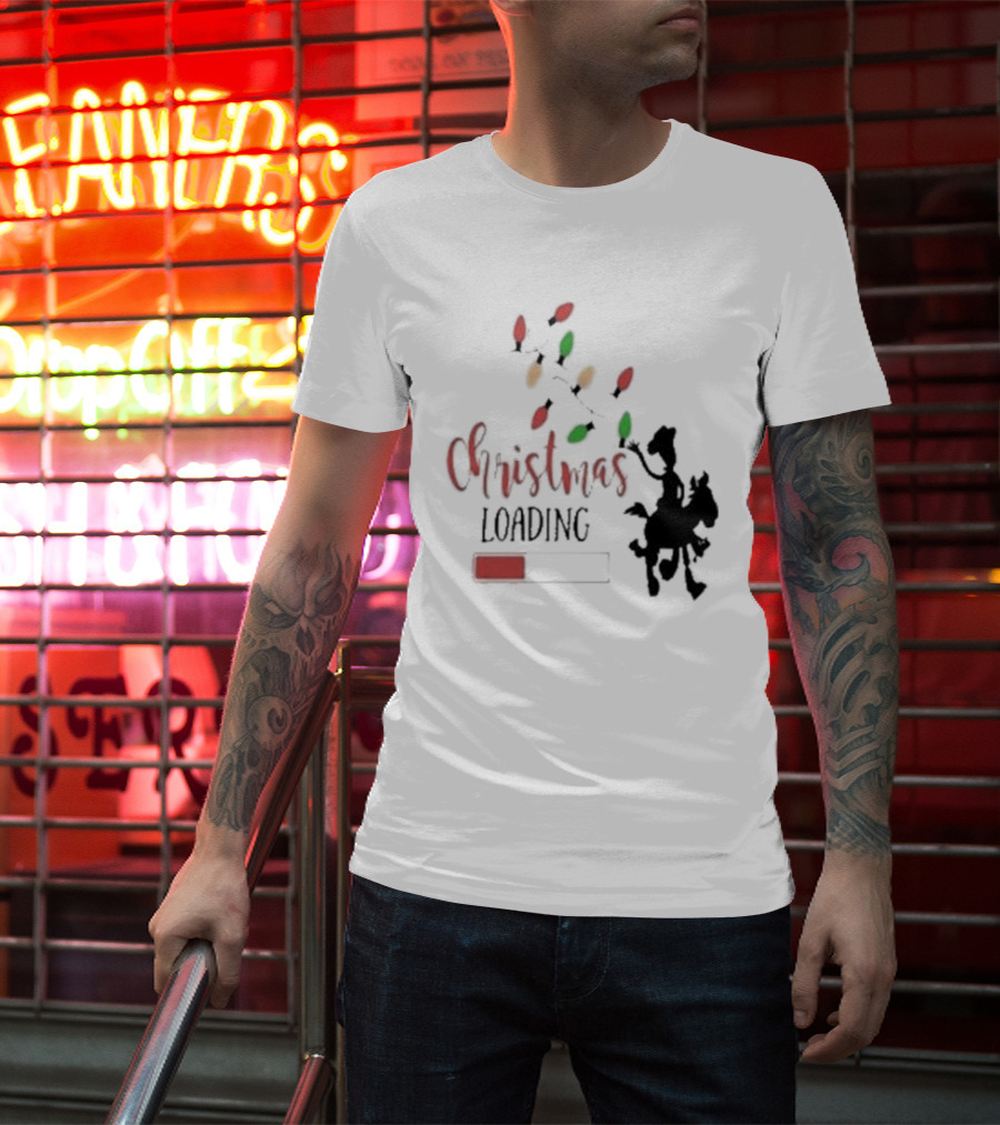 Christmas Loading Cowboy Silhouette With Festive Lights T-Shirt
