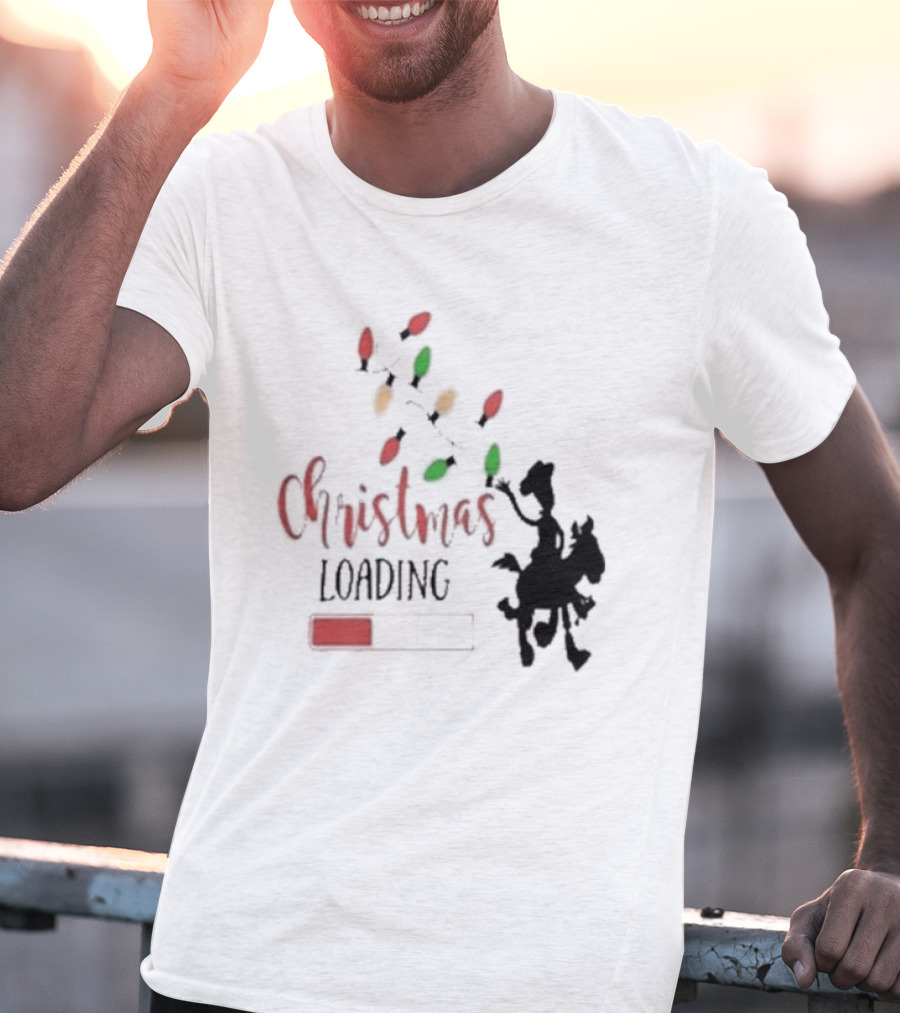 Christmas Loading Cowboy Silhouette With Festive Lights T-Shirt