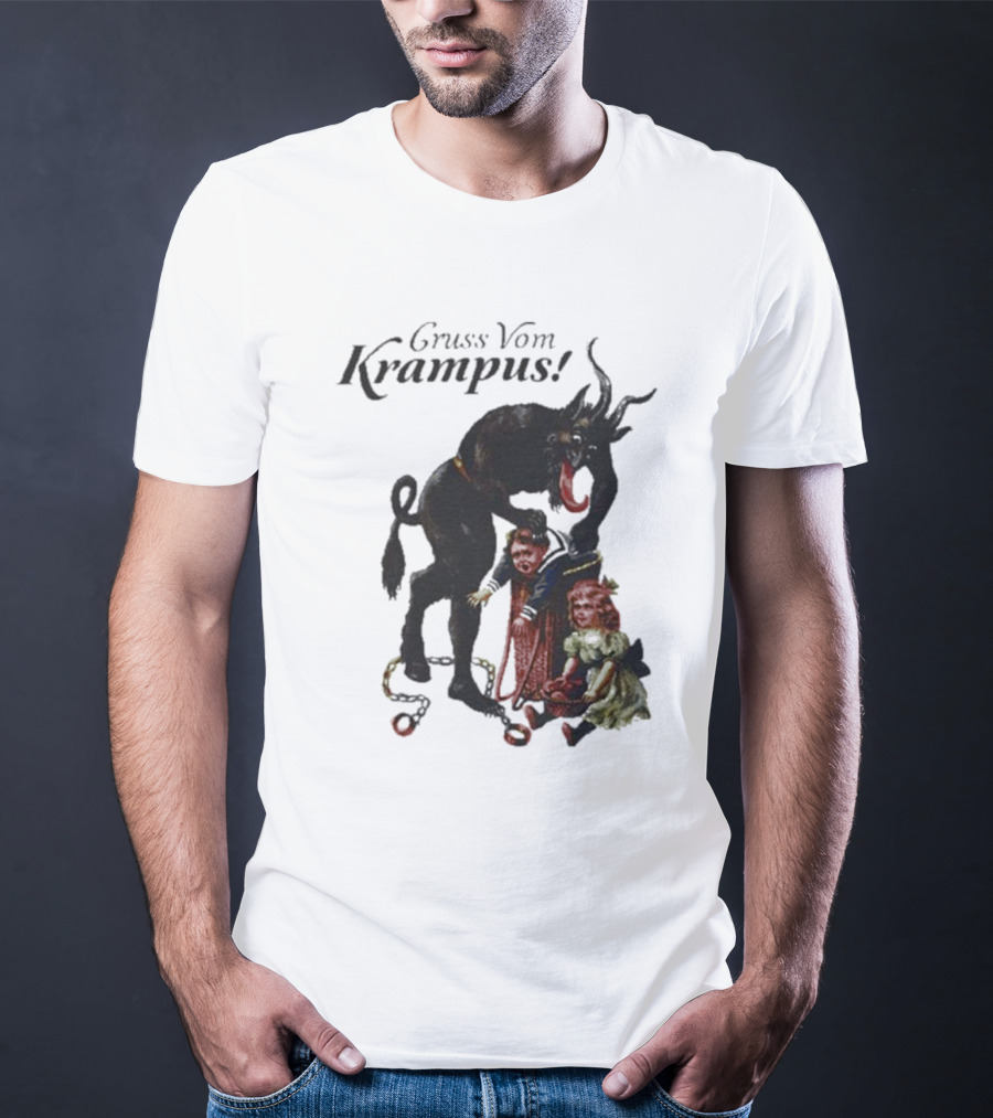 Meowy Krampus Gruss Vom Krampus Christmas Feline Holiday Mischief T-Shirt