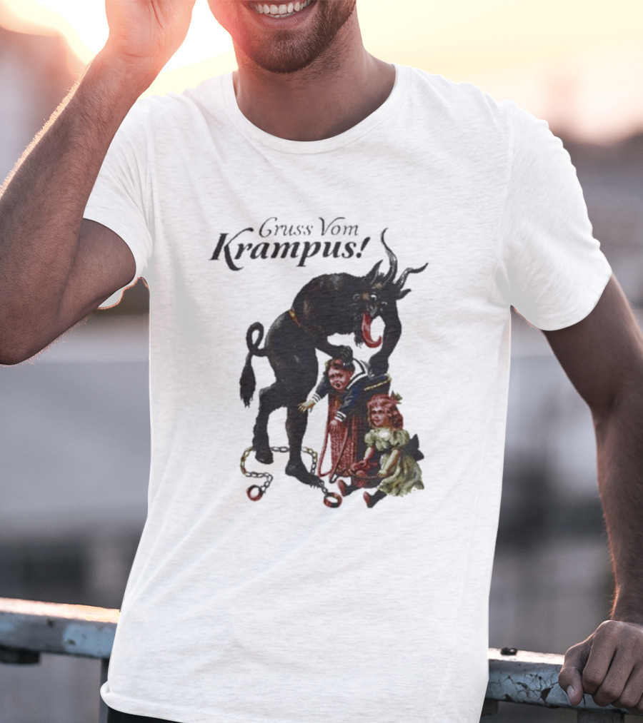 Meowy Krampus Gruss Vom Krampus Christmas Feline Holiday Mischief T-Shirt