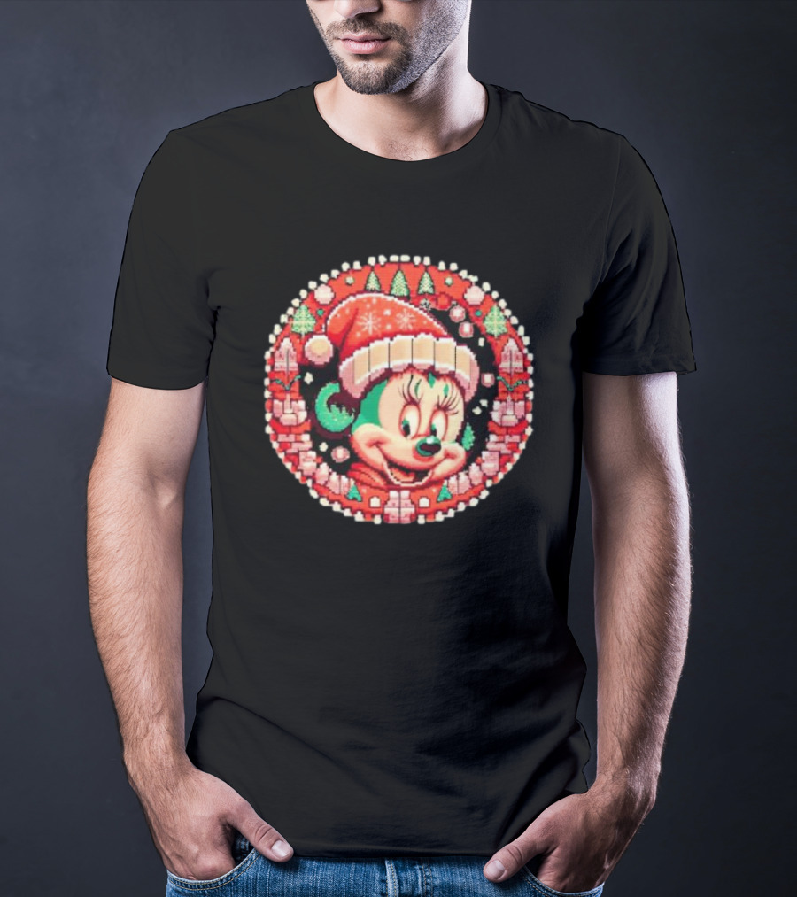 Minnie Mouse Christmas Sparkle Disney Magic Festive Holiday Santa Hat T-Shirt