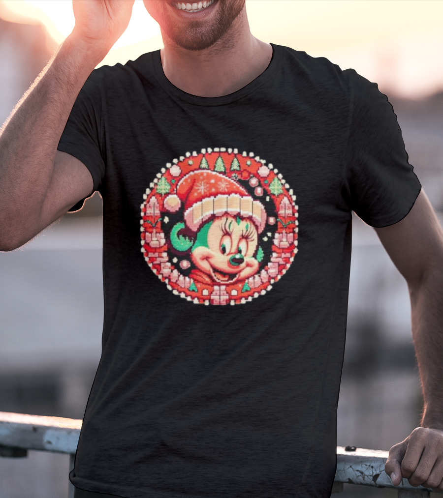 Minnie Mouse Christmas Sparkle Disney Magic Festive Holiday Santa Hat T-Shirt
